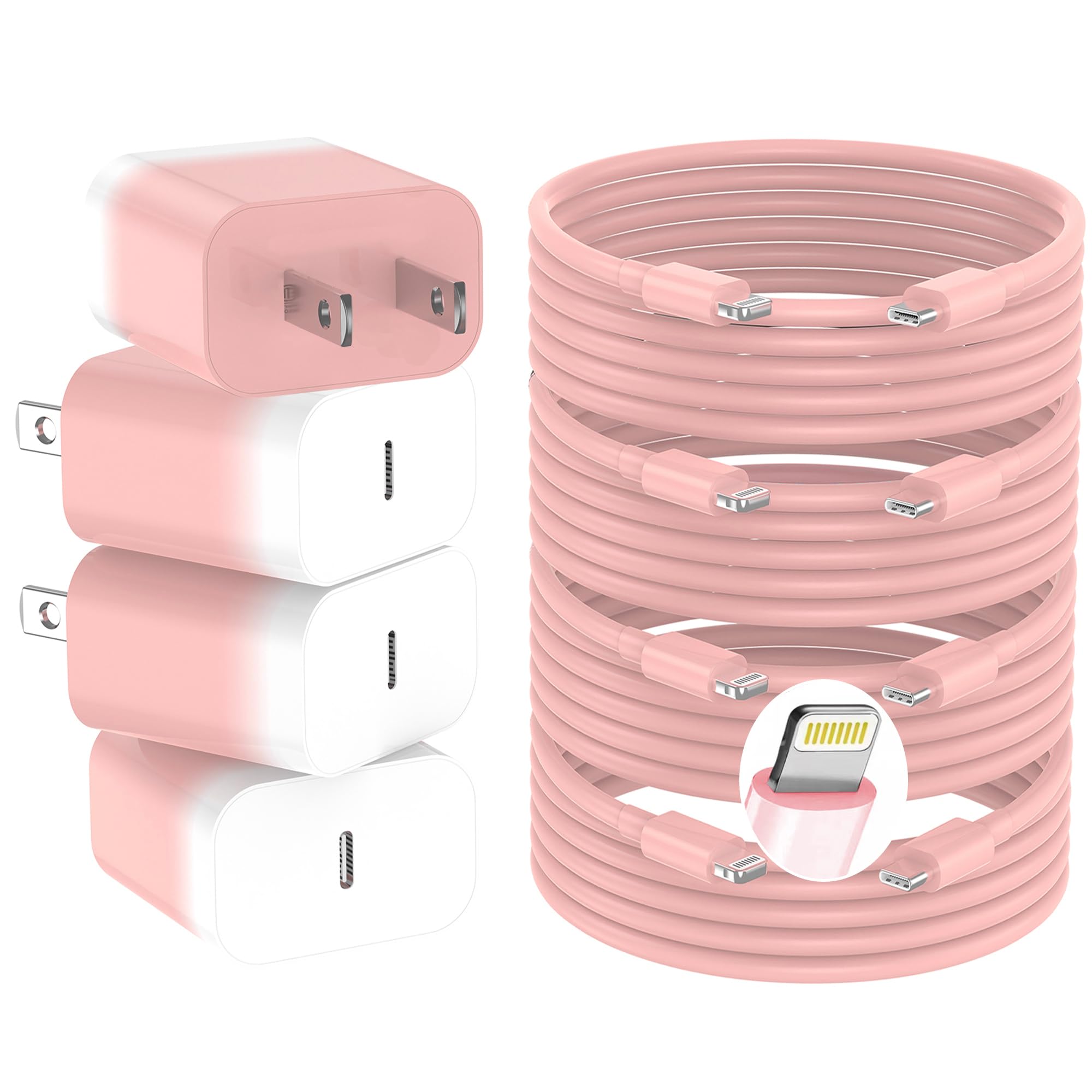 GREPHONE iPhone Charger Fast Charging,20W PD USB C Wall Charger 4 Pack with 6FT Fast Charging Cable