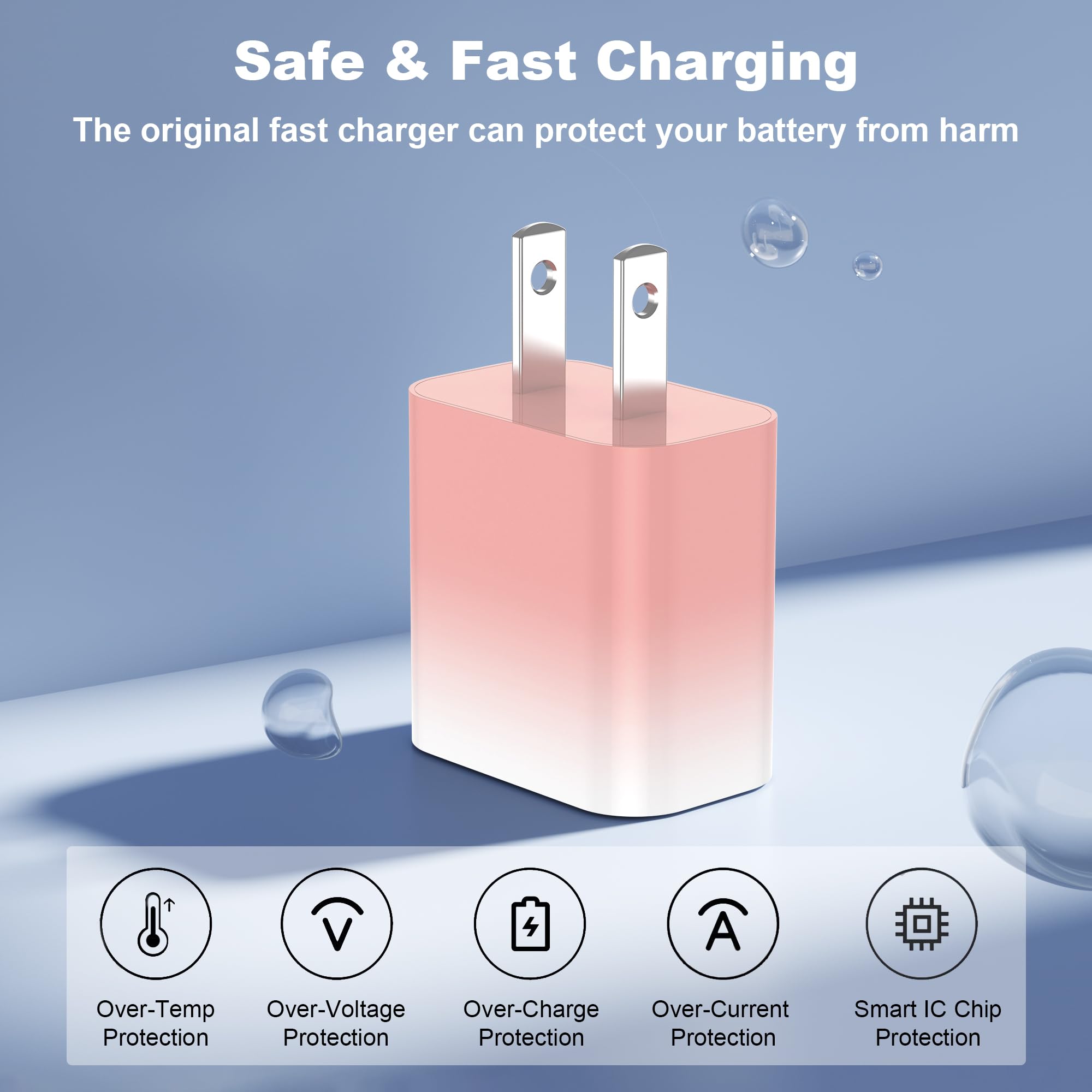 GREPHONE iPhone Charger Fast Charging,20W PD USB C Wall Charger 4 Pack with 6FT Fast Charging Cable