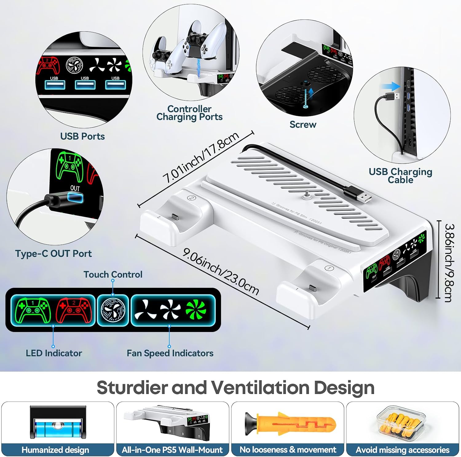 PS5 Soporte de Pared con Ventilador