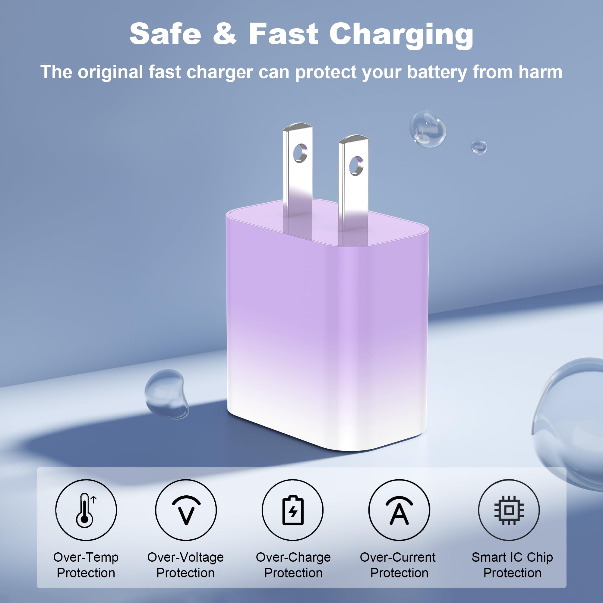 GREPHONE iPhone Charger Fast Charging,20W PD USB C Wall Charger 4 Pack with 6FT Fast Charging Cable