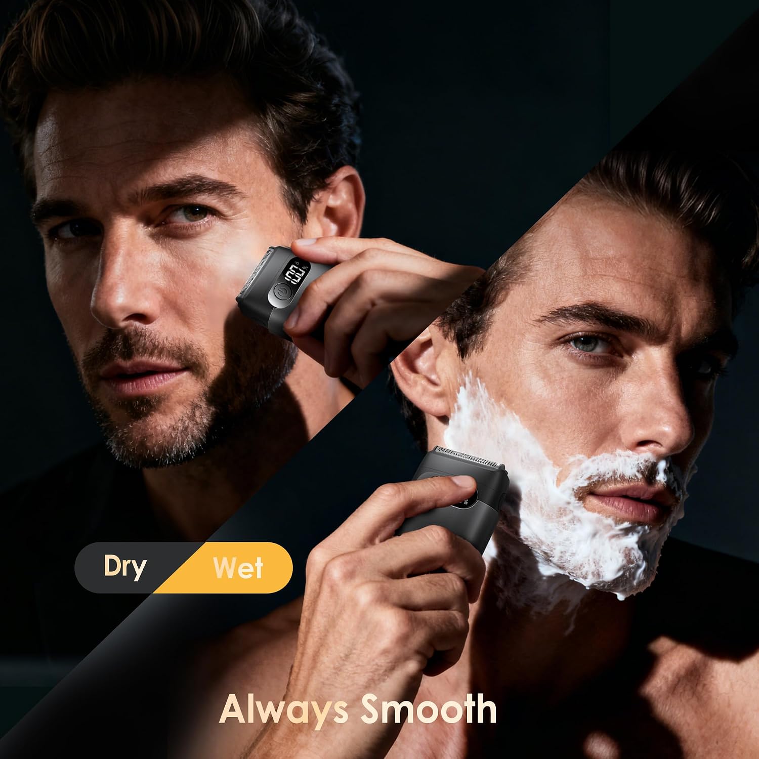 Electric Razor for Men, Foil Shaver and Beard Trimmer | For Dry And Wet,Battery LED Display USB-C Fast Charge, IPX7 Waterproof Portable Travel Shaver (Green)