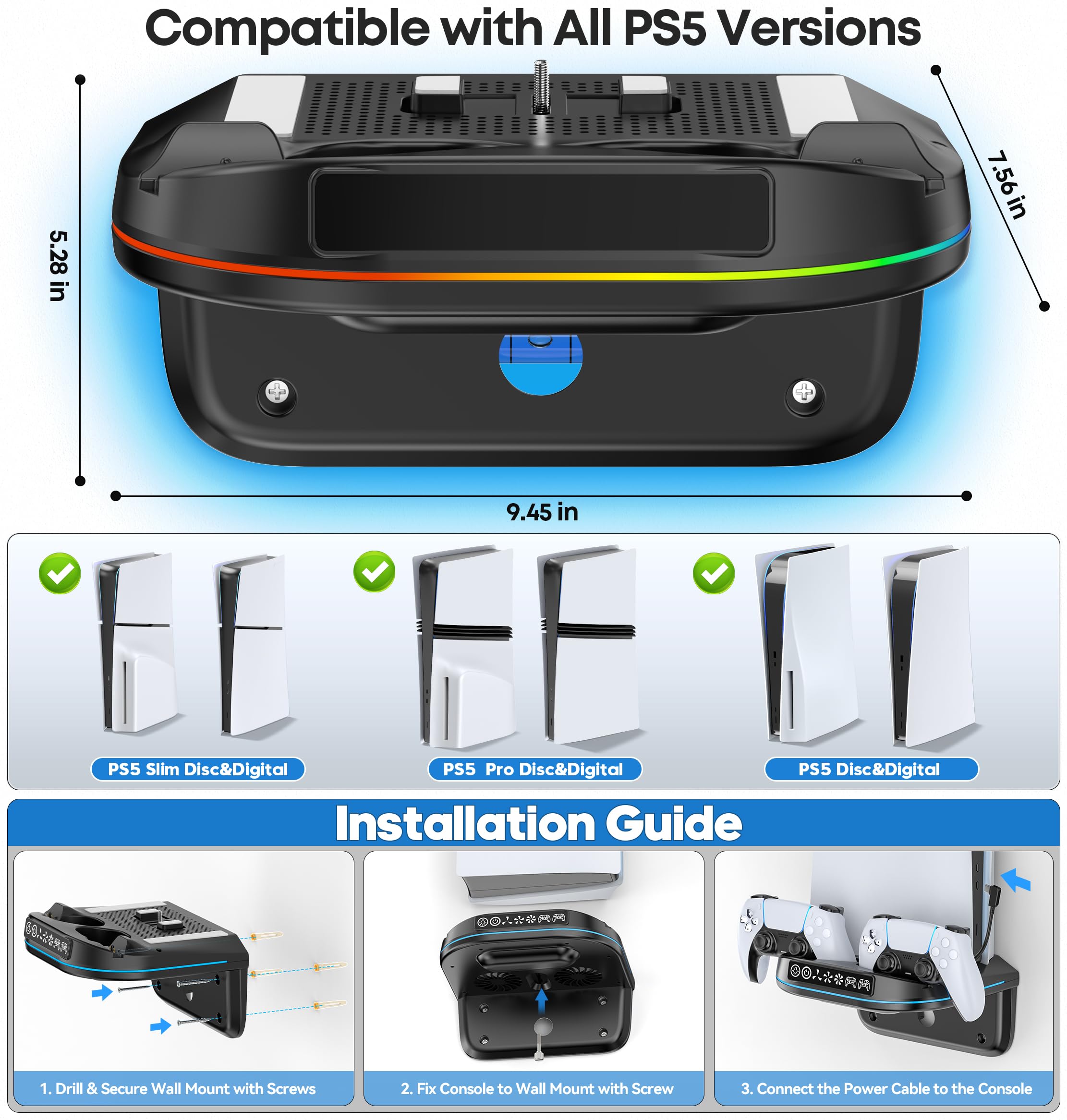 PS5 Soporte de Pared con Ventilador