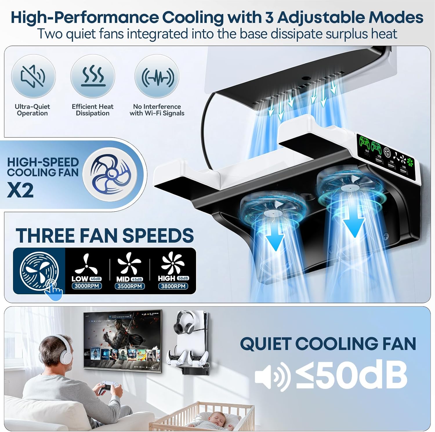 PS5 Soporte de Pared con Ventilador
