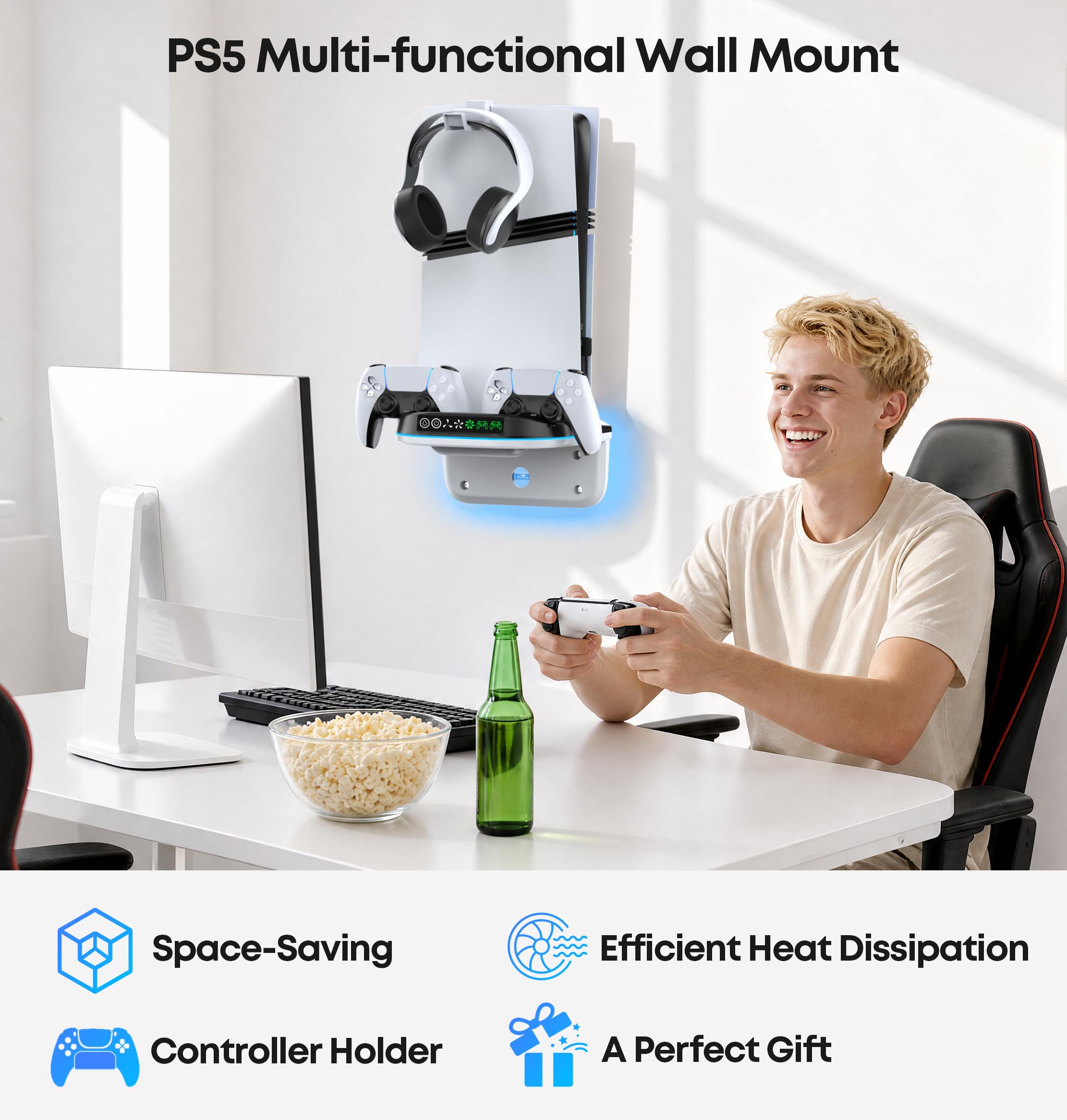 PS5 Soporte de Pared con Ventilador