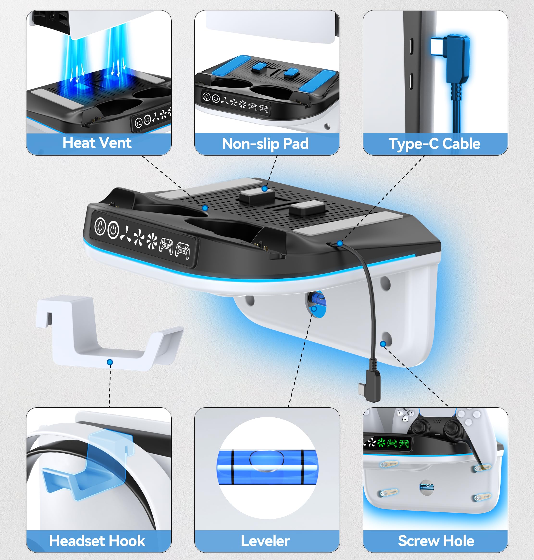 PS5 Soporte de Pared con Ventilador