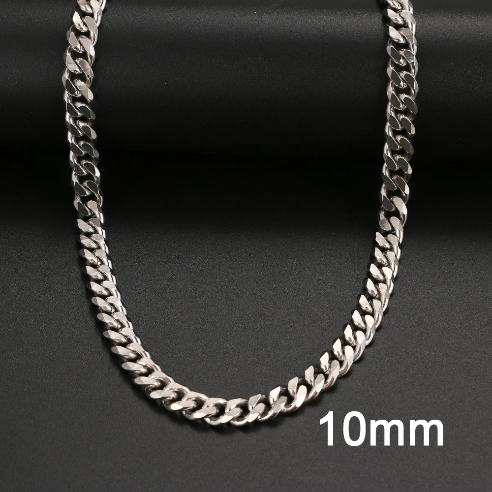 Basic Punk Stainless Steel Necklace For Men Women Cuban Link Chain Chokers Minimalist Choker Necklaces Hot Jewelry Gothic Gifts