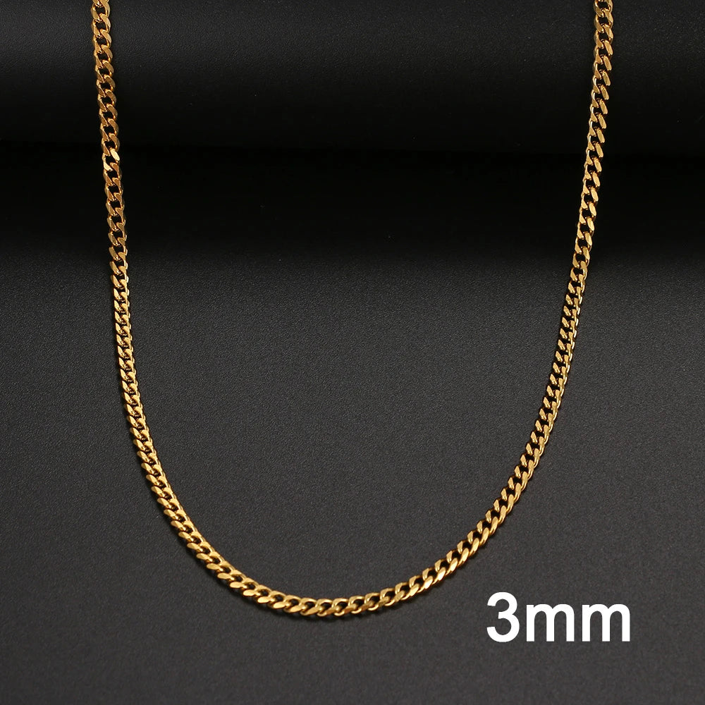 Basic Punk Stainless Steel Necklace For Men Women Cuban Link Chain Chokers Minimalist Choker Necklaces Hot Jewelry Gothic Gifts