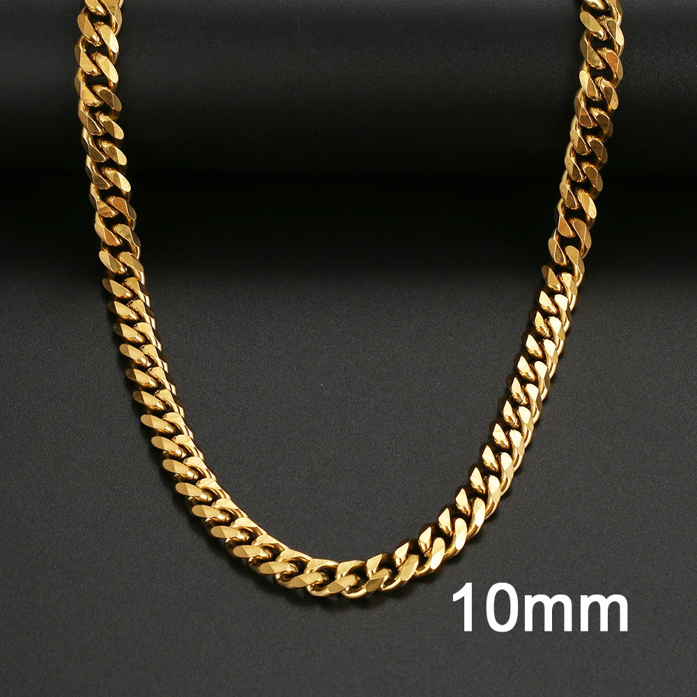 Basic Punk Stainless Steel Necklace For Men Women Cuban Link Chain Chokers Minimalist Choker Necklaces Hot Jewelry Gothic Gifts