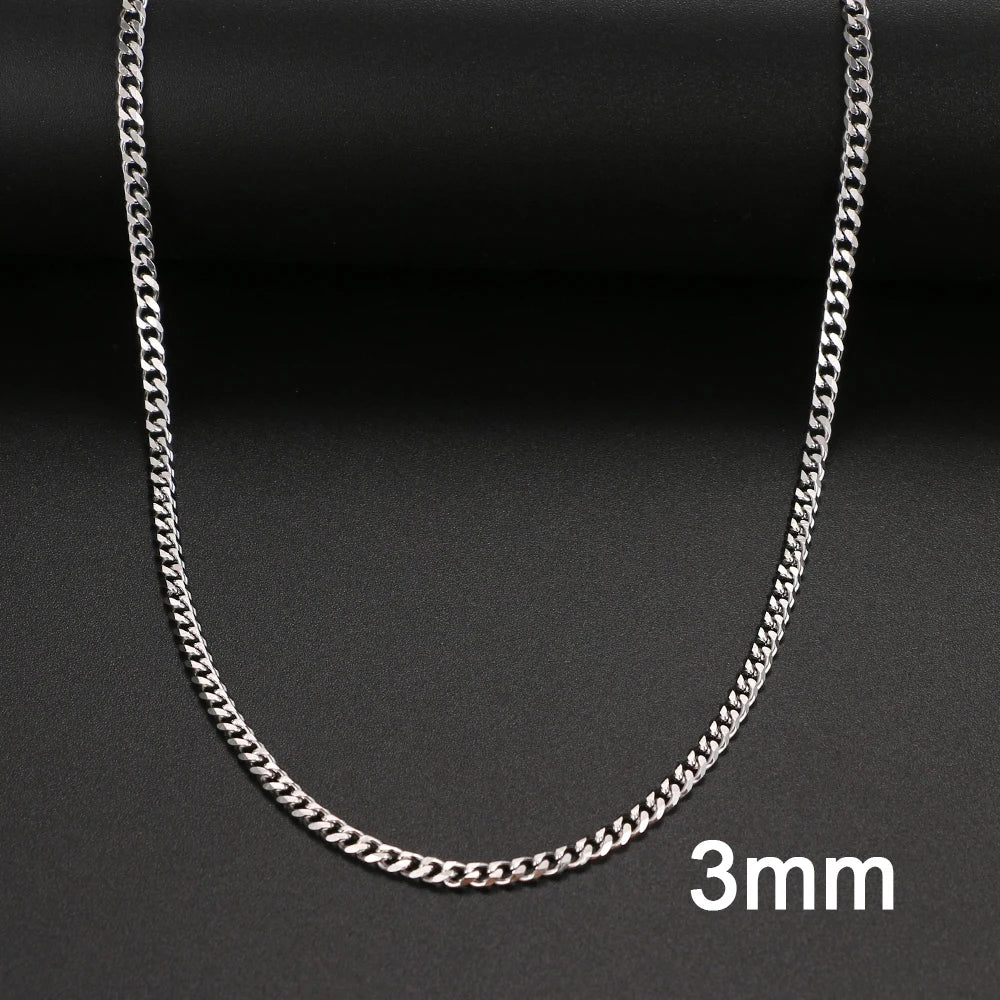 Basic Punk Stainless Steel Necklace For Men Women Cuban Link Chain Chokers Minimalist Choker Necklaces Hot Jewelry Gothic Gifts