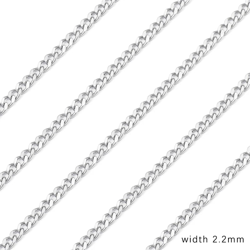 Cadena de acero inoxidable de 1M para hombres y mujeres, cadena de eslabones cubanos, gargantilla básica punk DIY, pulsera, joyería masculina de Hip Hop, regalo