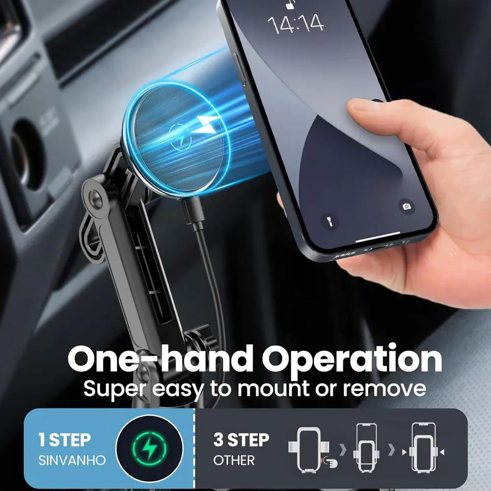 Soporte de cargador inalámbrico magnético para coche de 15W, soporte de teléfono para navegación, soporte de teléfono para coche MagSafe, soporte de carga rápida para iPhone 17
