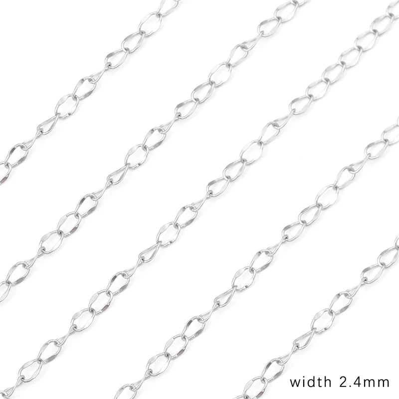 Cadena de acero inoxidable de 1M para hombres y mujeres, cadena de eslabones cubanos, gargantilla básica punk DIY, pulsera, joyería masculina de Hip Hop, regalo