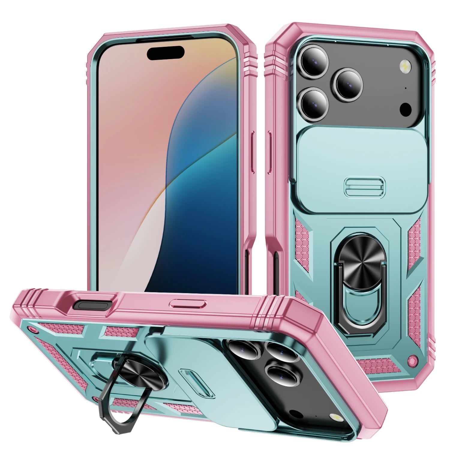 Funda Protectora de Cámara para Teléfono IPhone 17 Air 16 16E 15 14 13 12 11 XS XR Pro Max Plus con Anillo Soporte Resistente