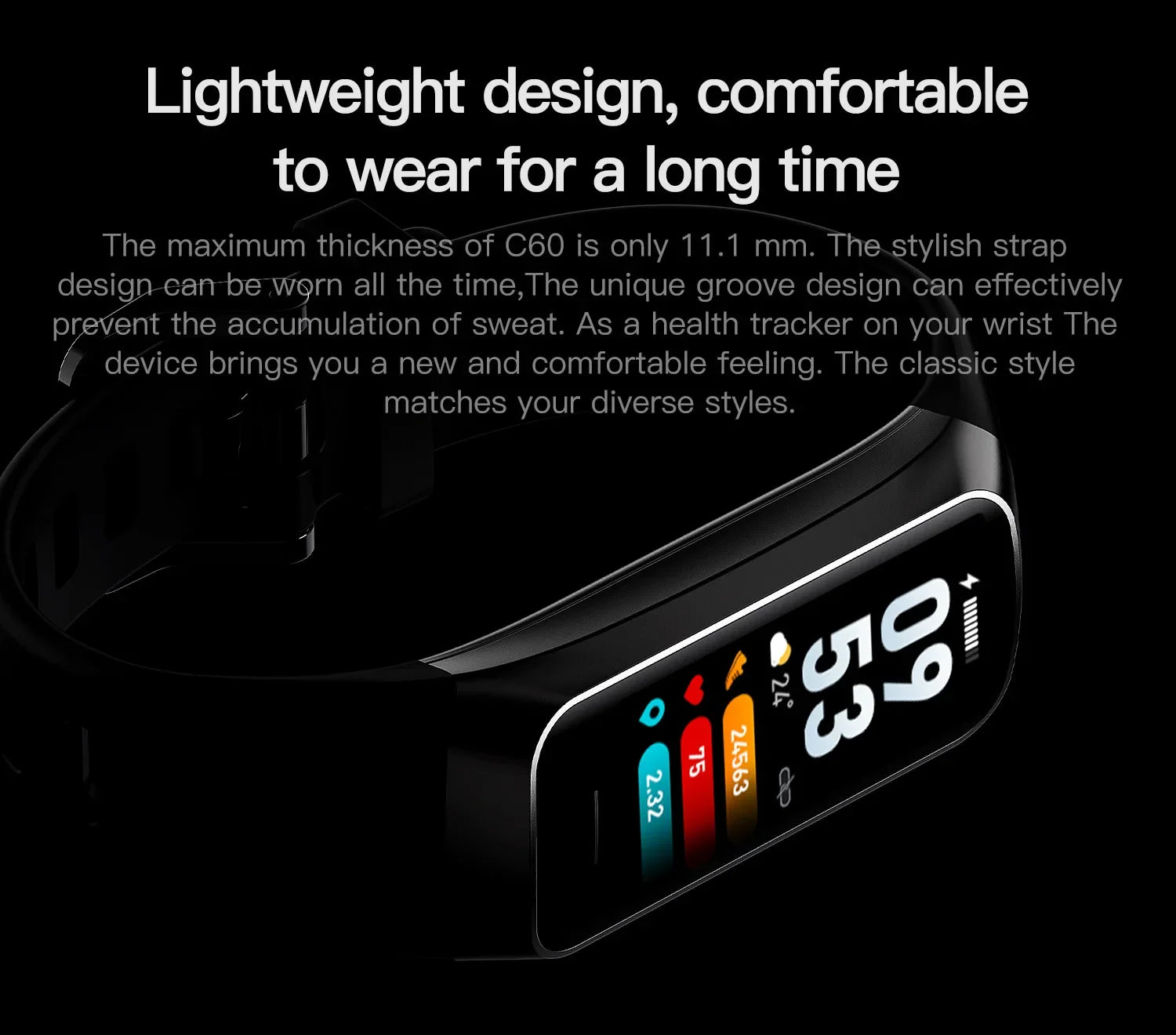 Reloj Inteligente Delgado Hombres Mujeres Pulsera Inteligente 1.1 Pulgadas Amoled Frecuencia Cardíaca Impermeable Temperatura Corporal Rastreador de Actividad Física