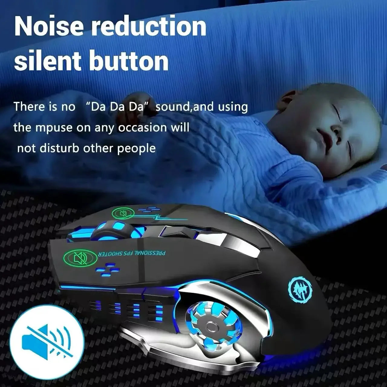 Wireless Gaming Mouse Bluetooth Dual-Mode Silent Rechargeable RGB Backlit Ergonomic Mice for Laptop PC Gamer 3 Colors Available