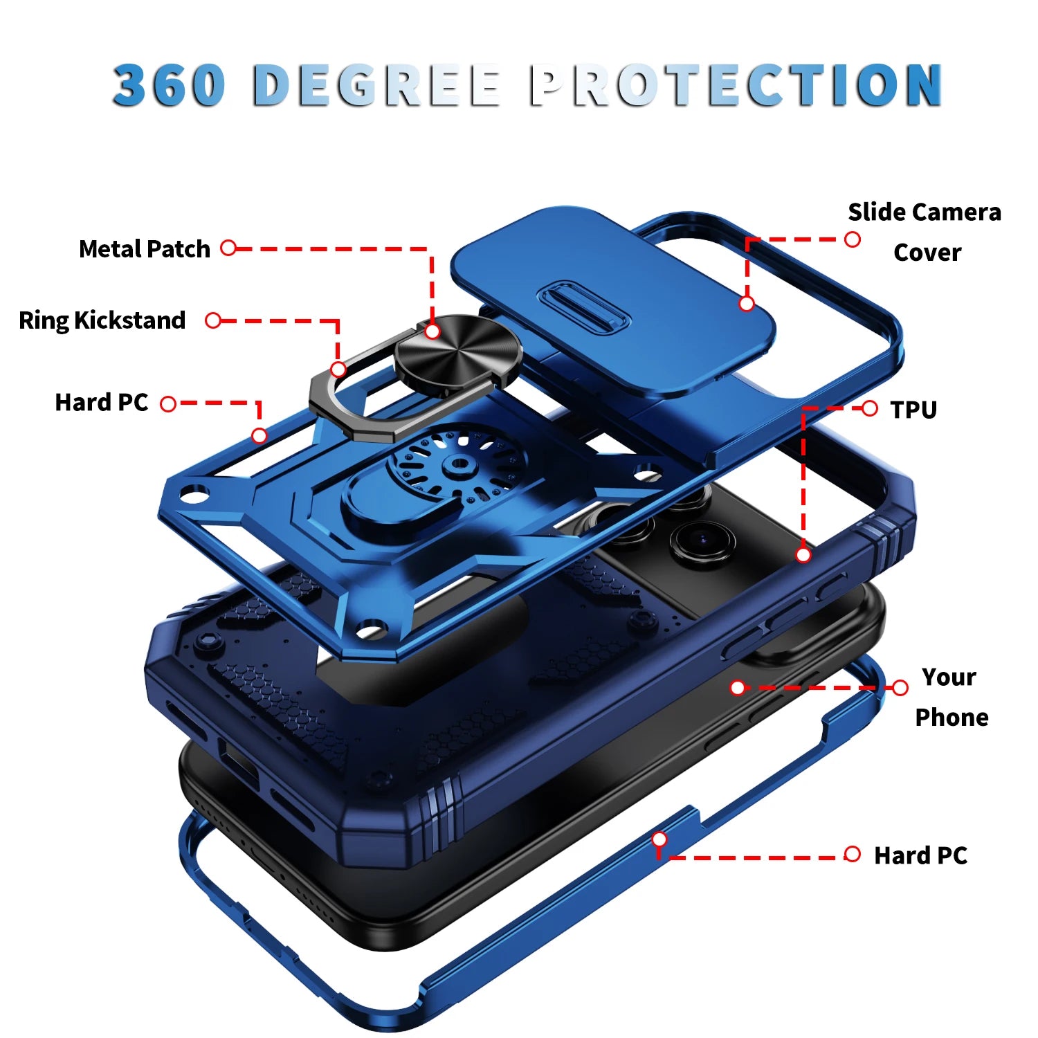 Funda Protectora de Cámara para Teléfono IPhone 17 Air 16 16E 15 14 13 12 11 XS XR Pro Max Plus con Anillo Soporte Resistente