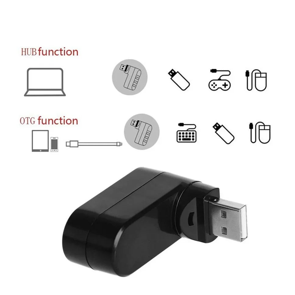 USB 2.0 Hub USB Hub 2.0 Multi USB Splitter Hub Rotatable 3 Port Multiple Expander Splitter Mini USB 2.0 Hub Computer Accessories