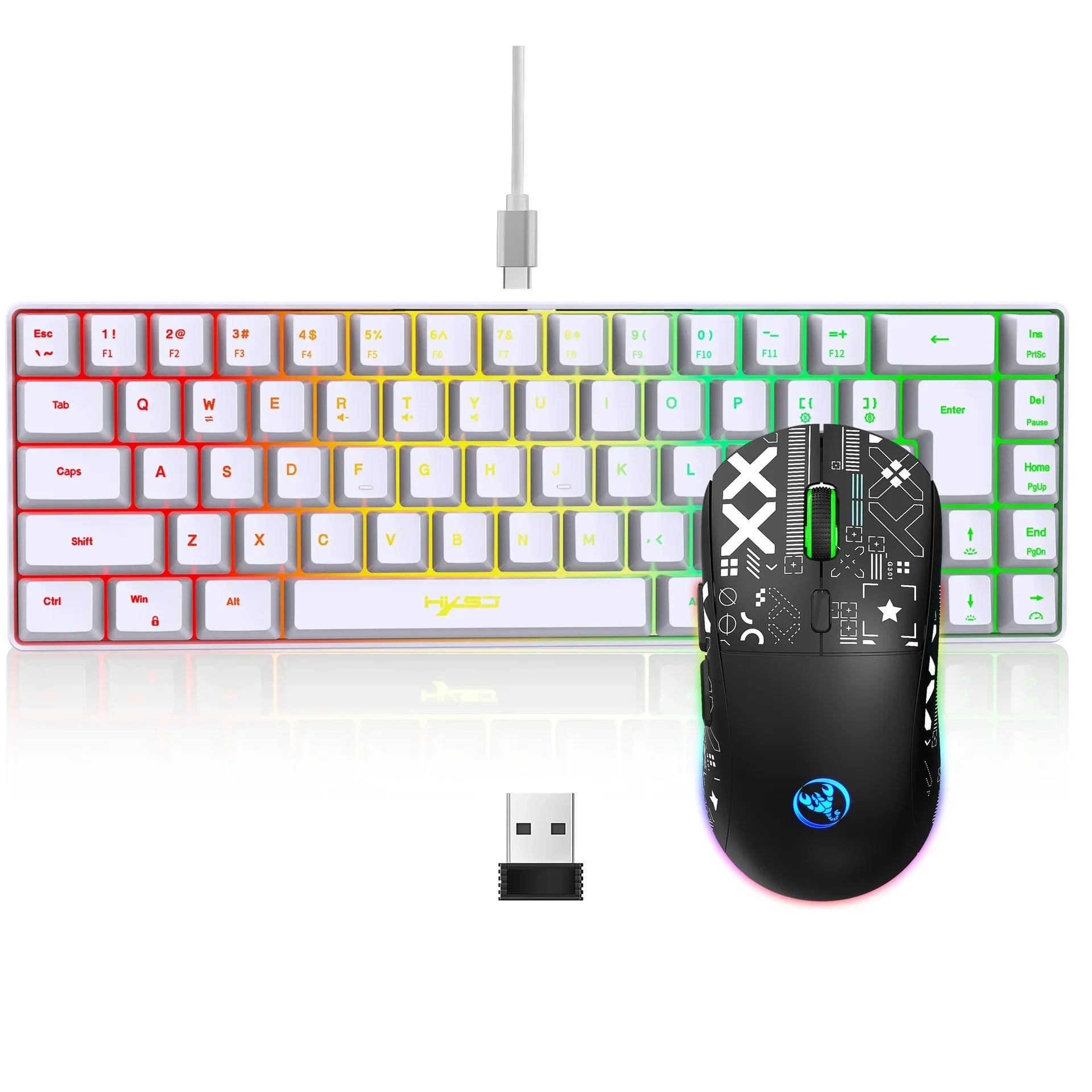 Keyboard and Mouse Combo Backlight Kit Gamer White Key Board Offers Combo Computer Wired Keyboards Mouses Home Office Teclado