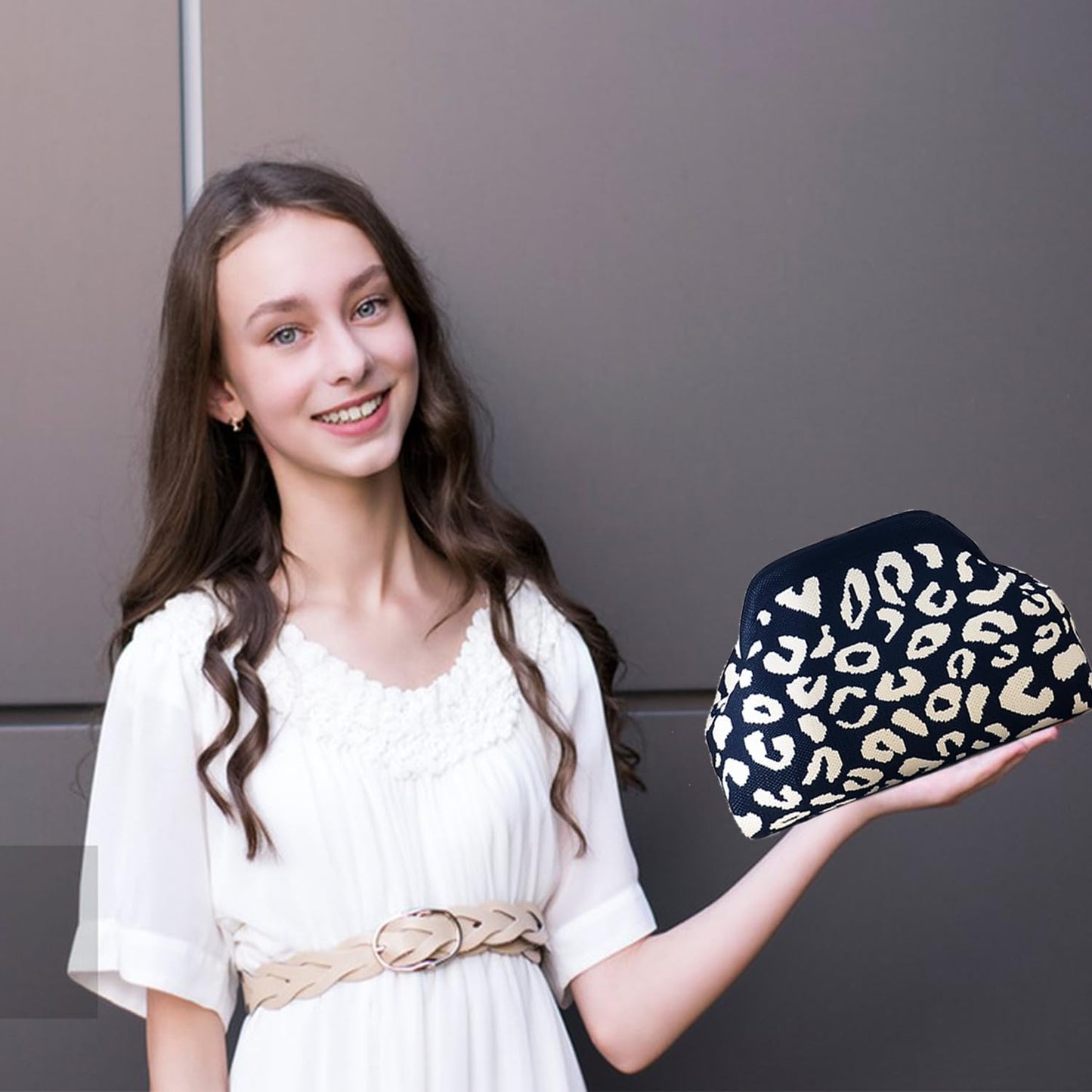 Clutch Purses for Women,Woven Crochet Bag&Cosmetic Bag Dumpling Striped Cloud Purse Evening Handbag Summer Beach