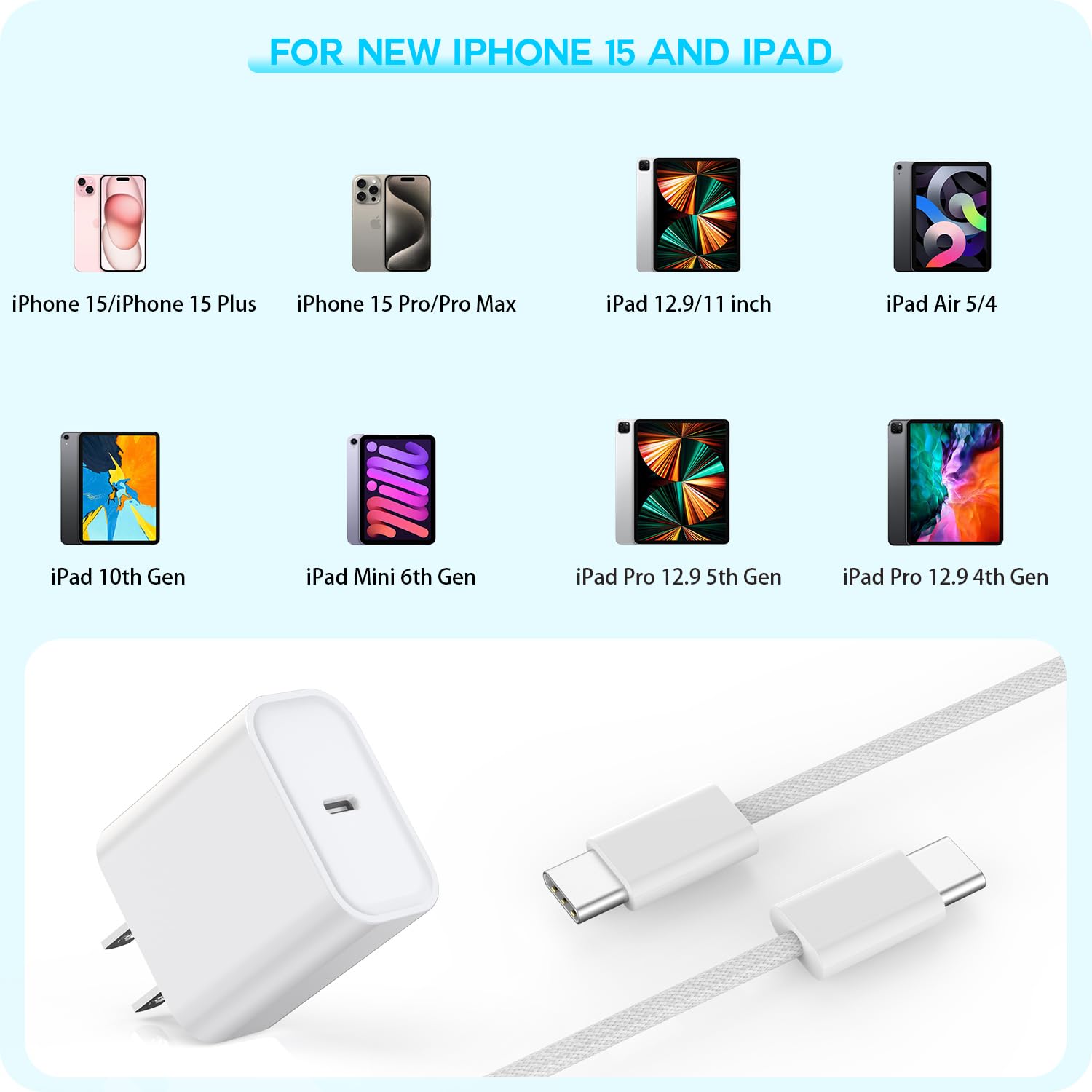 10FT Fast Charging Cord for iPhone 17 16e 15,3Pack Extra Lon