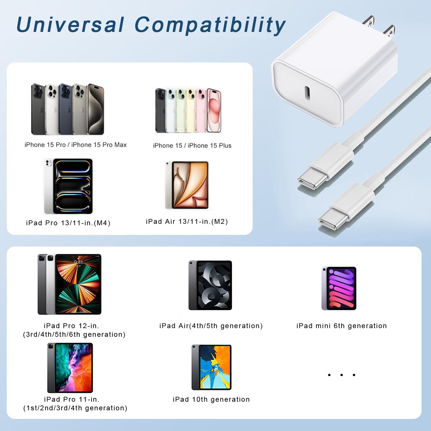10FT Fast Charging Cord for iPhone 17 16e 15,3Pack Extra Lon