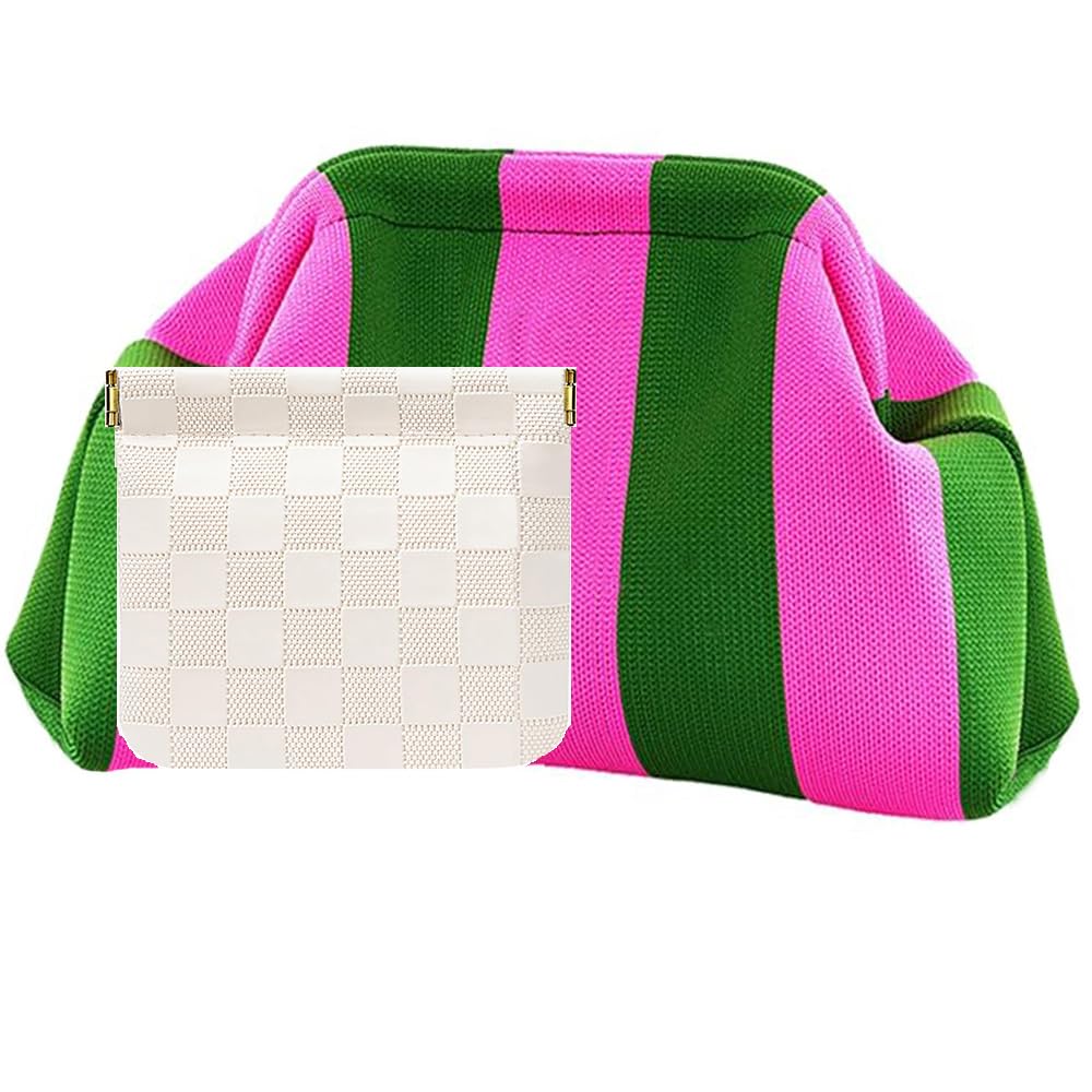 Clutch Purses for Women,Woven Crochet Bag&Cosmetic Bag Dumpling Striped Cloud Purse Evening Handbag Summer Beach