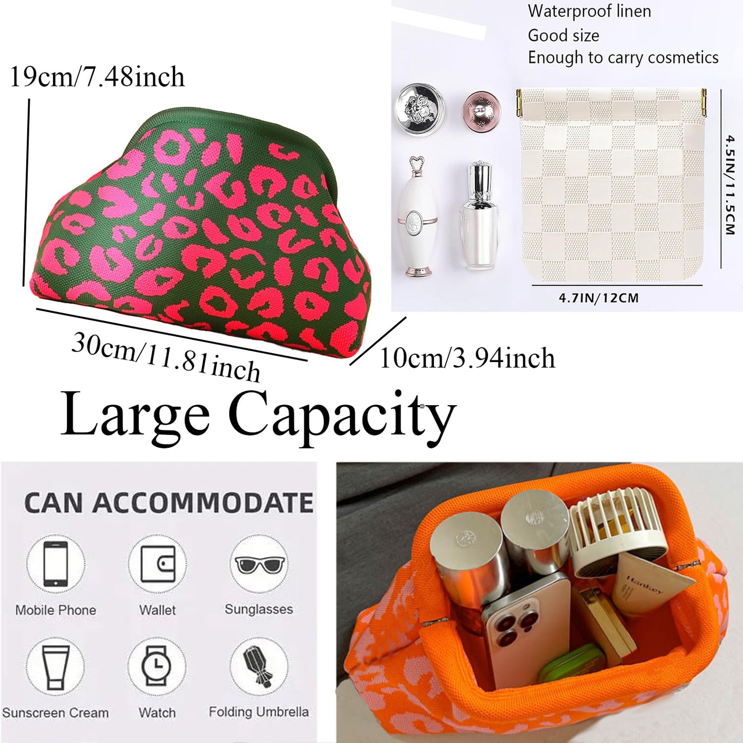 Clutch Purses for Women,Woven Crochet Bag&Cosmetic Bag Dumpling Striped Cloud Purse Evening Handbag Summer Beach