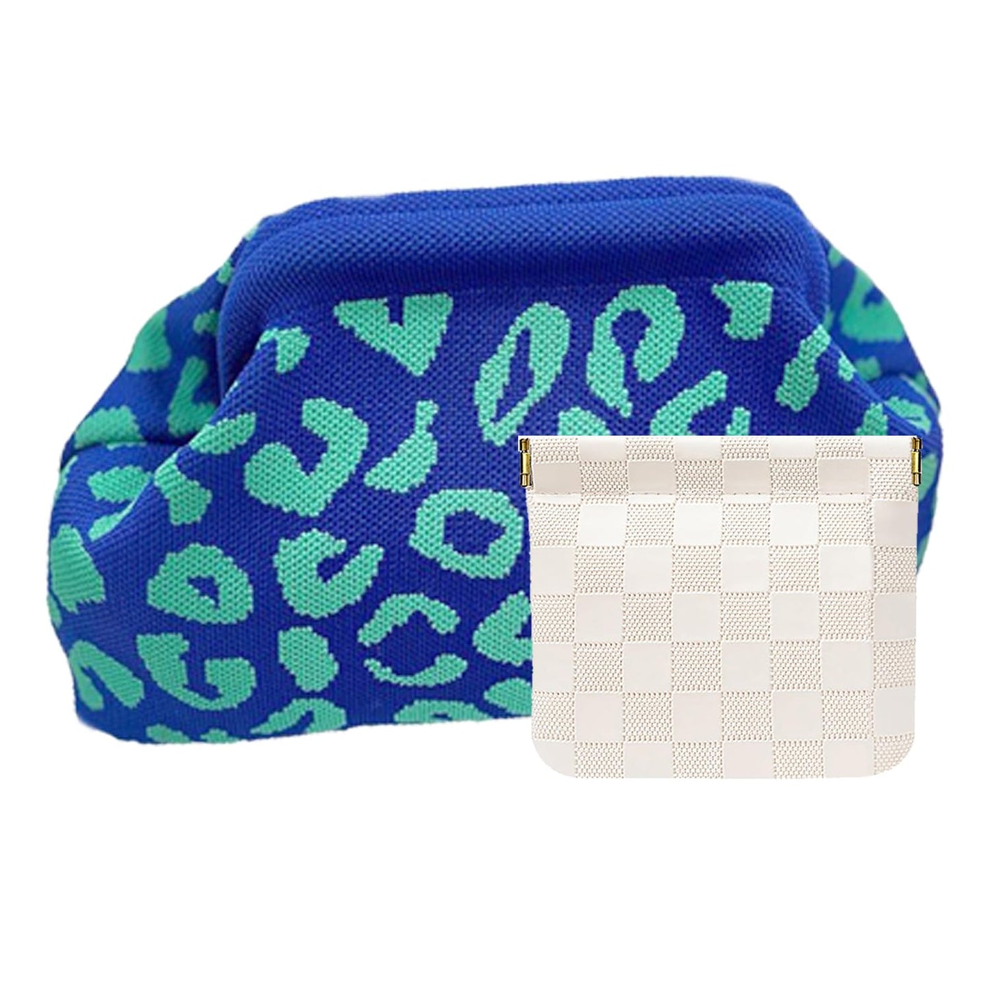 Clutch Purses for Women,Woven Crochet Bag&Cosmetic Bag Dumpling Striped Cloud Purse Evening Handbag Summer Beach