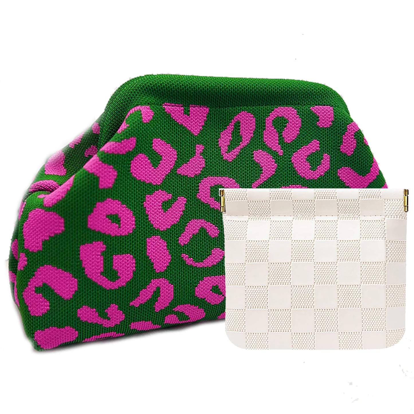 Clutch Purses for Women,Woven Crochet Bag&Cosmetic Bag Dumpling Striped Cloud Purse Evening Handbag Summer Beach
