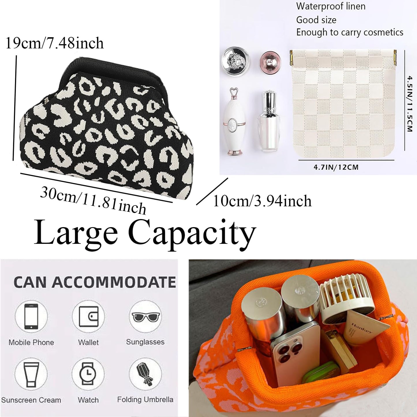 Clutch Purses for Women,Woven Crochet Bag&Cosmetic Bag Dumpling Striped Cloud Purse Evening Handbag Summer Beach