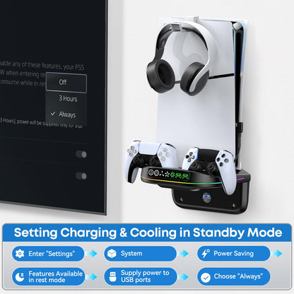 PS5 Soporte de Pared con Ventilador