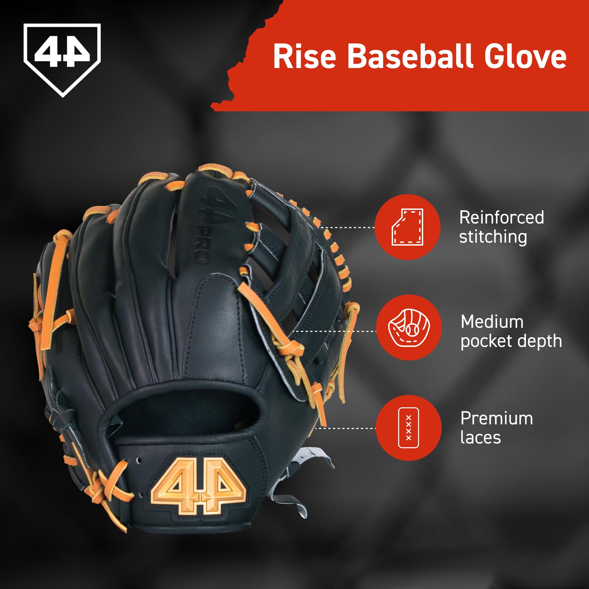Guante de béisbol 44 PRO BB Stock Rise para jóvenes y Ligas Pequeñas