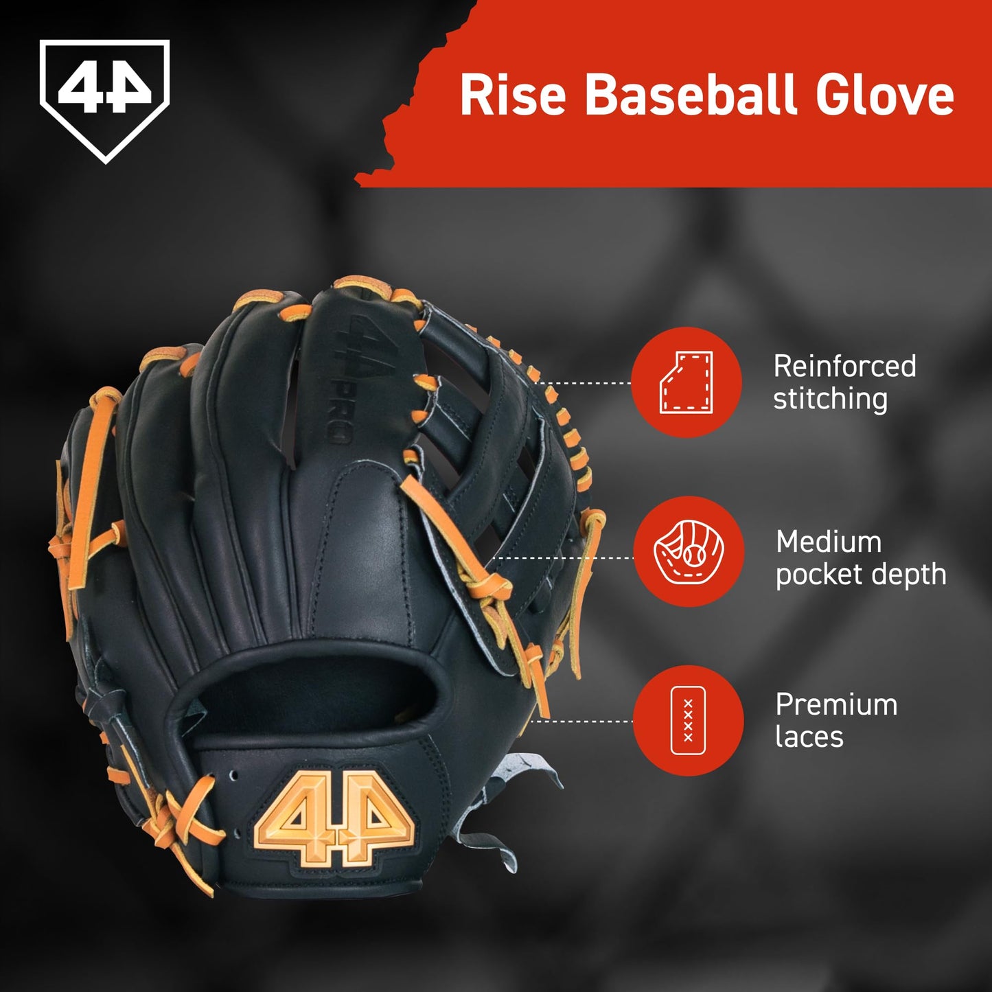 44 PRO BB Stock Rise Baseball Glove for Youth & Little Leag