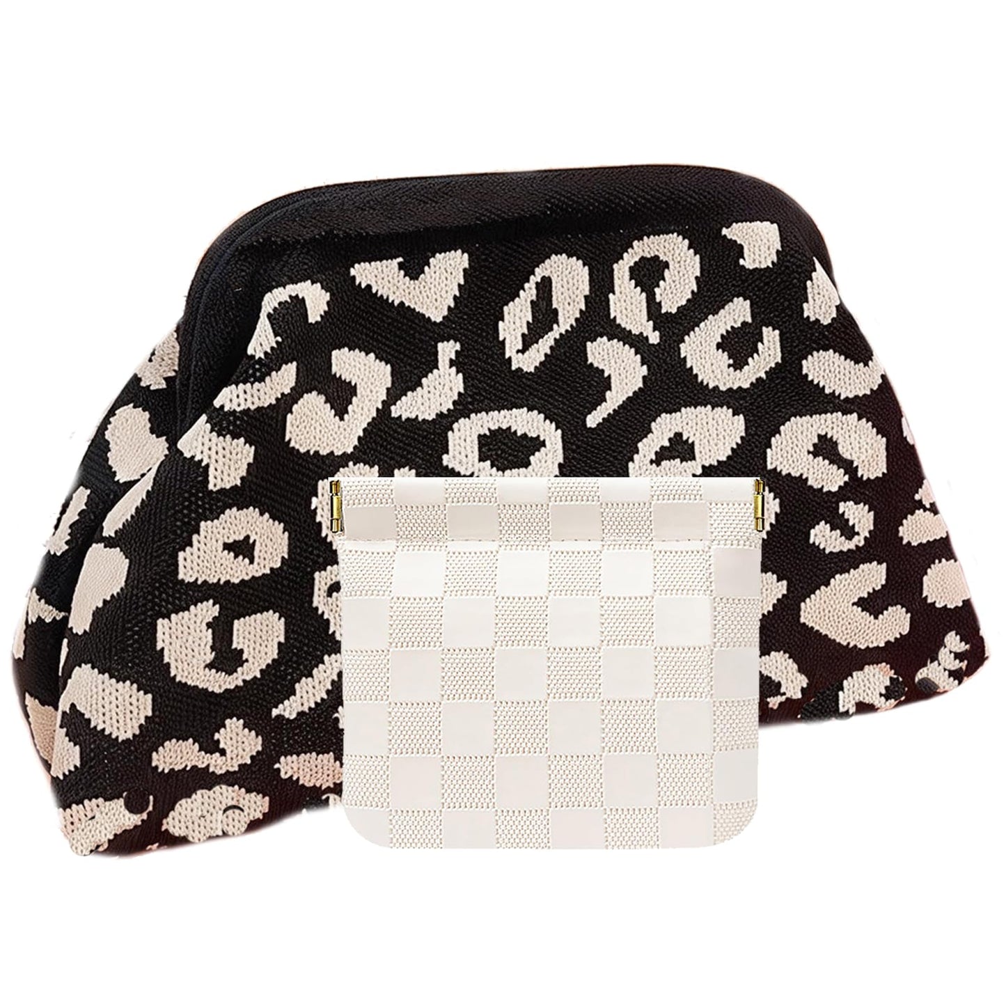 Clutch Purses for Women,Woven Crochet Bag&Cosmetic Bag Dumpling Striped Cloud Purse Evening Handbag Summer Beach