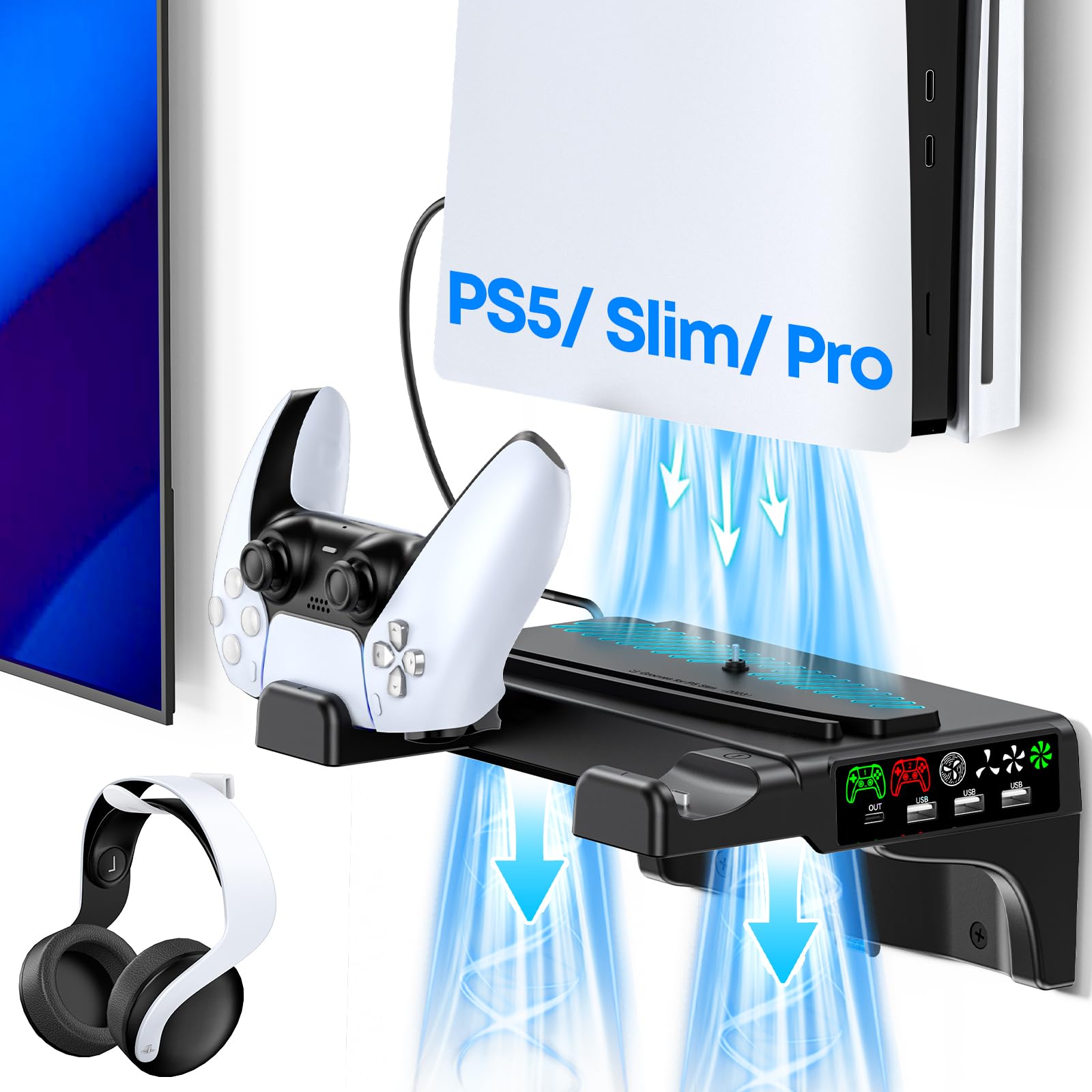 PS5 Soporte de Pared con Ventilador
