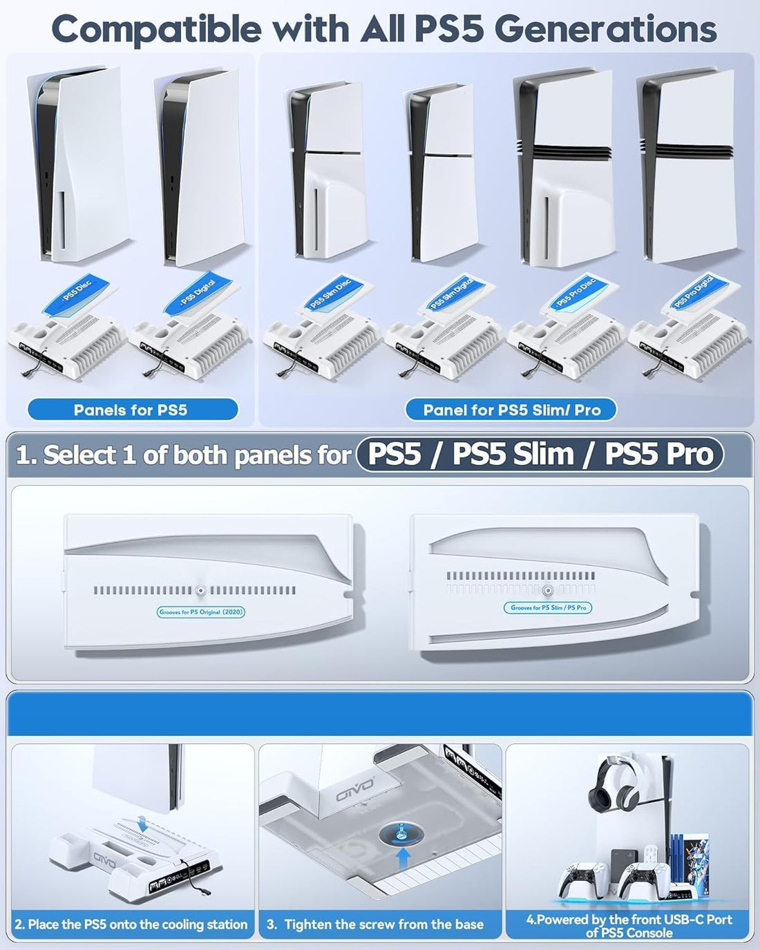 PS5 Stand con Cargador LED