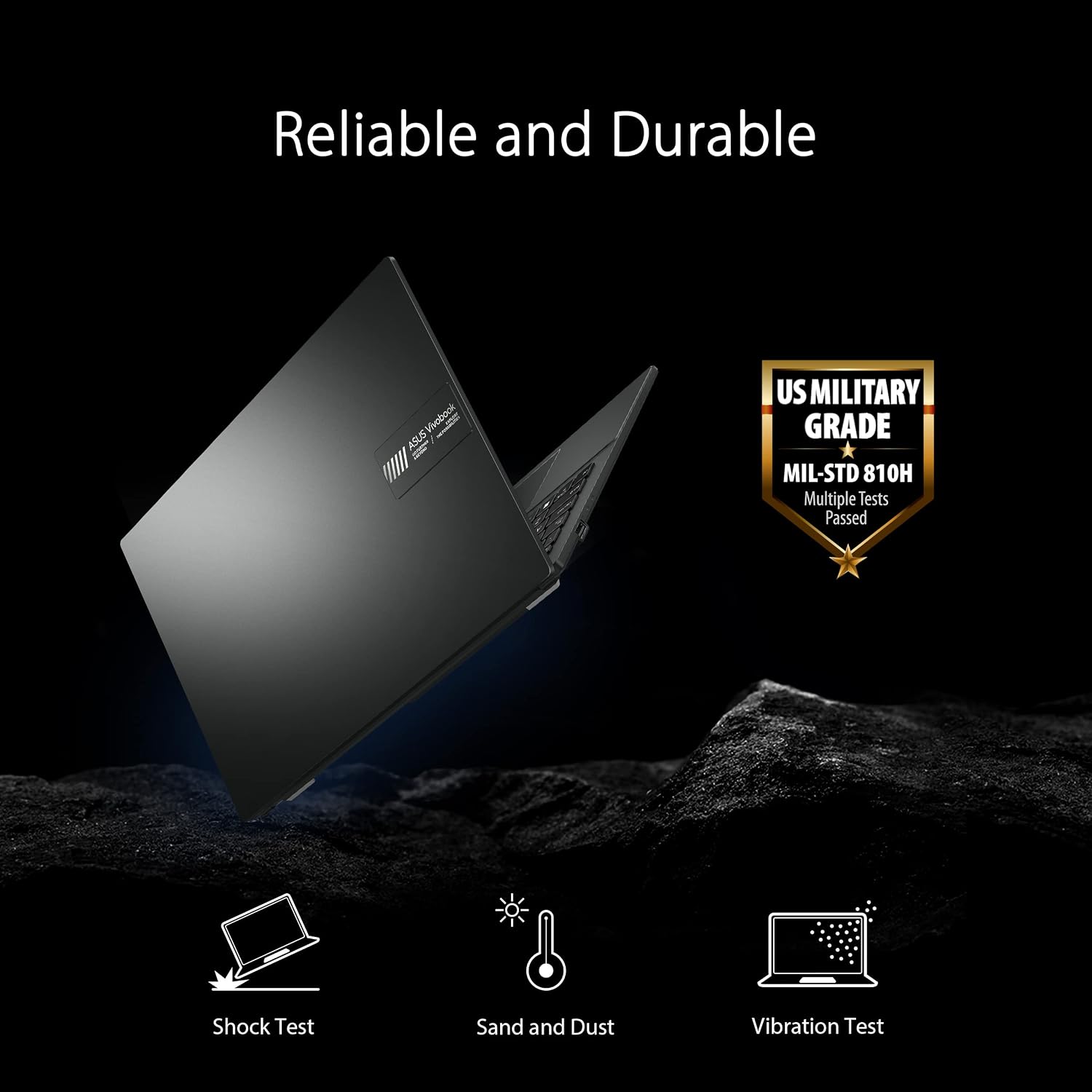 ASUS Vivobook Go 15.6” FHD Slim Laptop, AMD Ryzen 3 7320U Quad Core Processor, 8GB DDR5 RAM, 256GB SSD, Windows 11 Home, Fast Charging, Webcam Shield, Military Grade Durability, Black, E1504FA-AB34