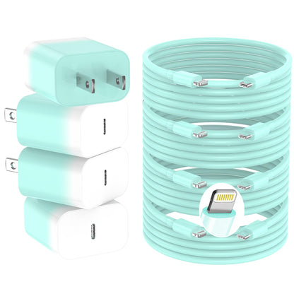 GREPHONE iPhone Charger Fast Charging,20W PD USB C Wall Charger 4 Pack with 6FT Fast Charging Cable