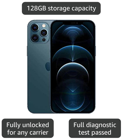 Apple iPhone 12 Pro Max, 128GB, Pacific Blue - Fully Unlocked (Renewed)