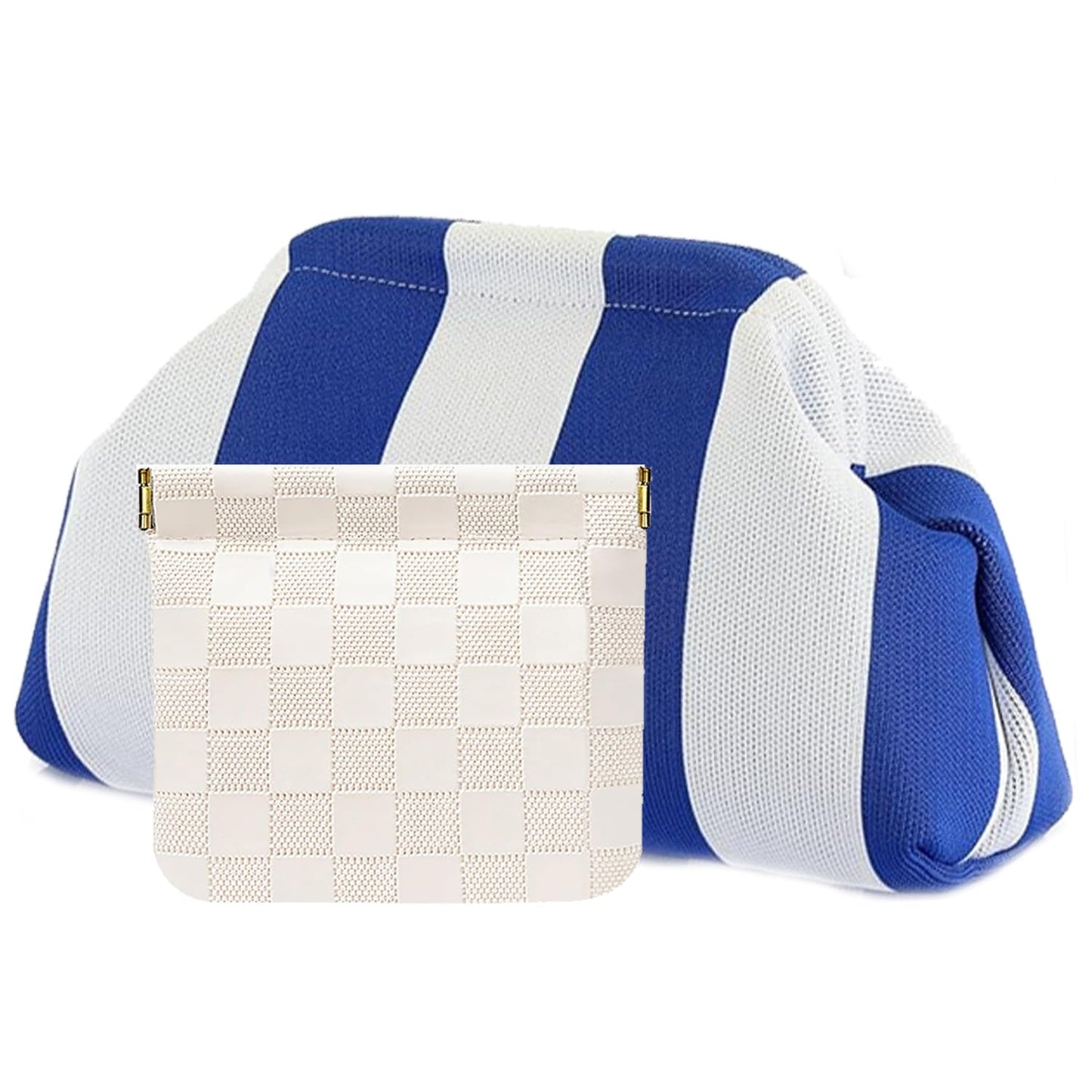 Clutch Purses for Women,Woven Crochet Bag&Cosmetic Bag Dumpling Striped Cloud Purse Evening Handbag Summer Beach