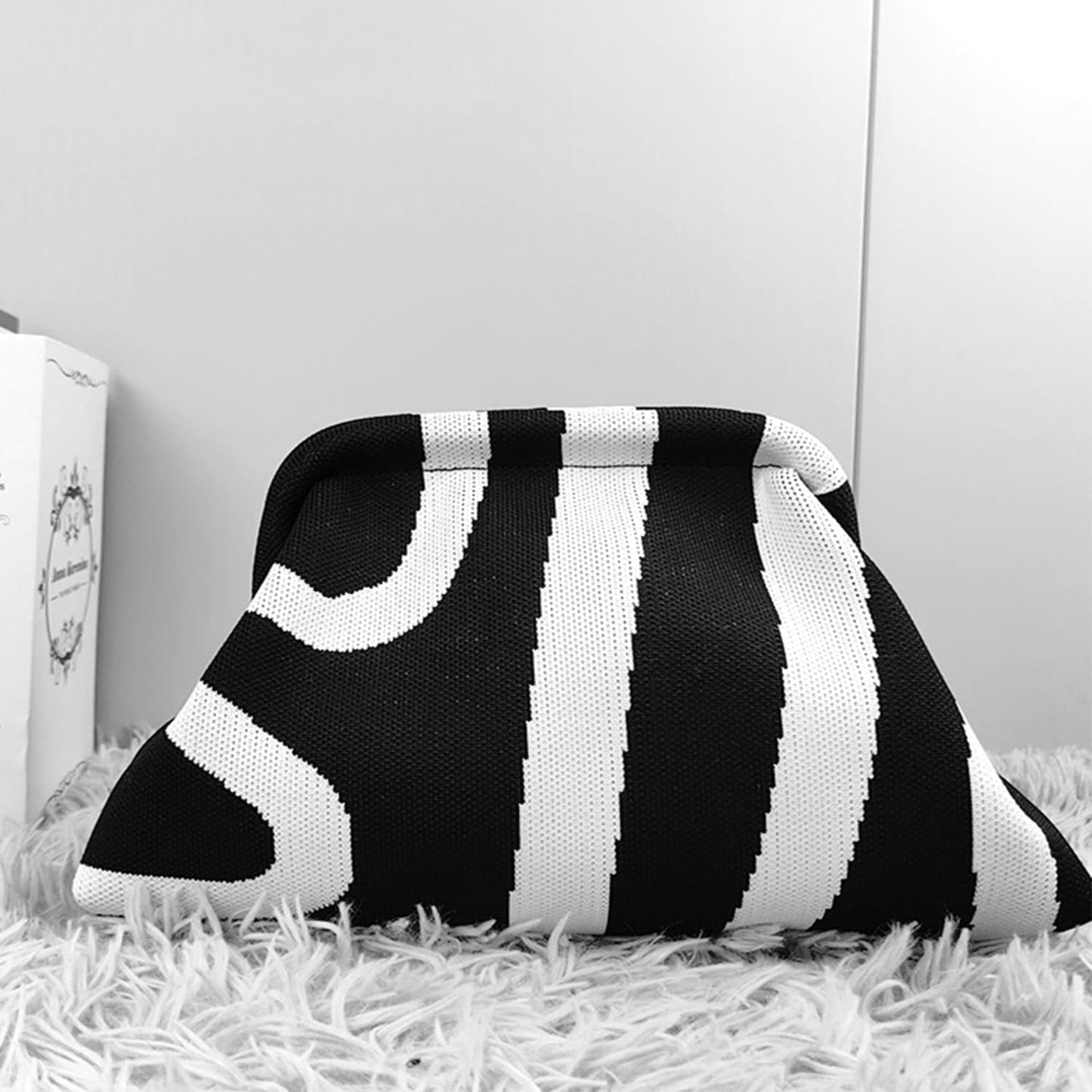 Clutch Purses for Women,Woven Crochet Bag&Cosmetic Bag Dumpling Striped Cloud Purse Evening Handbag Summer Beach