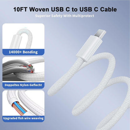 10FT Fast Charging Cord for iPhone 17 16e 15,3Pack Extra Lon
