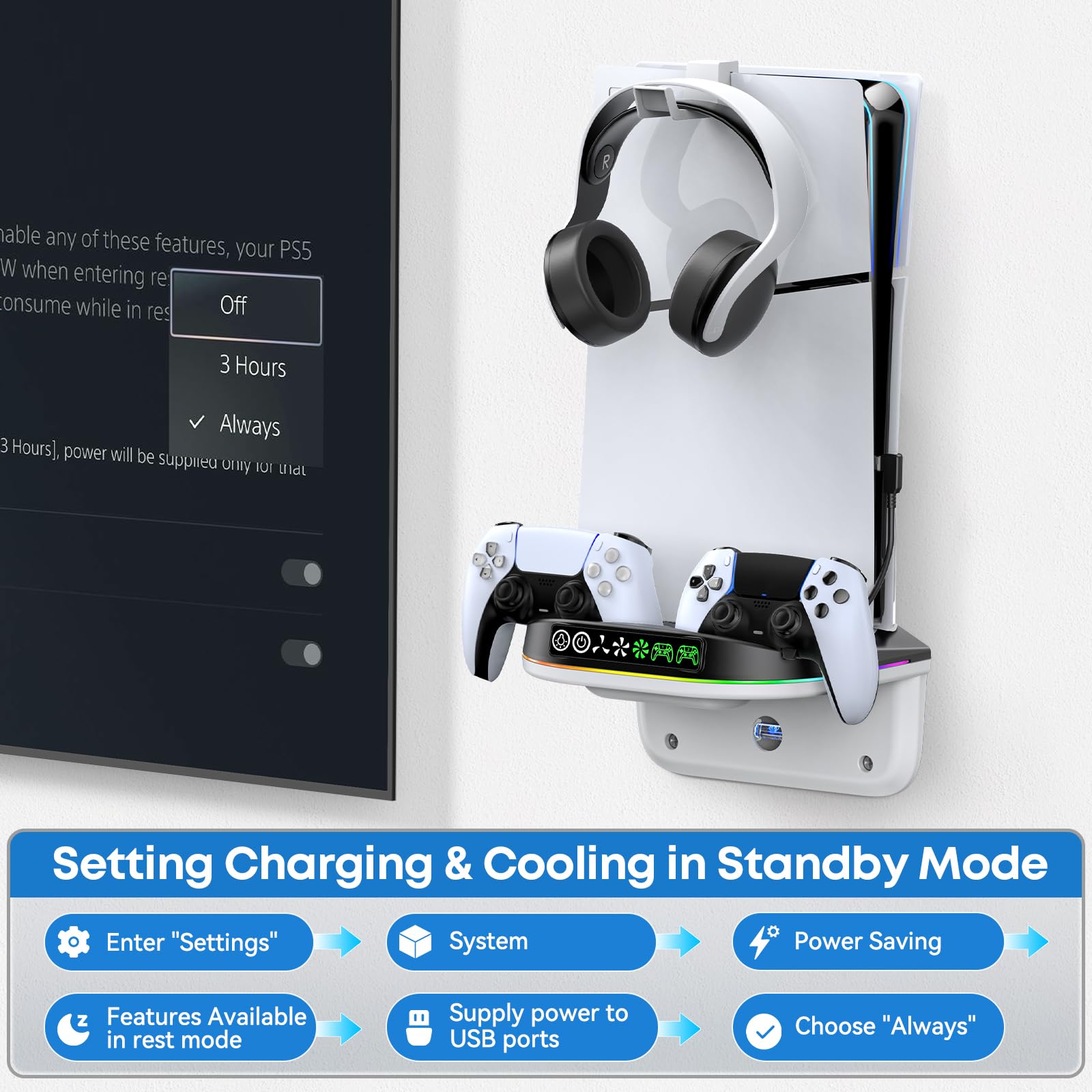 PS5 Soporte de Pared con Ventilador