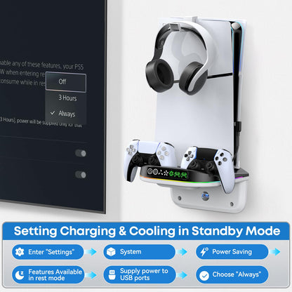 PS5 Soporte de Pared con Ventilador