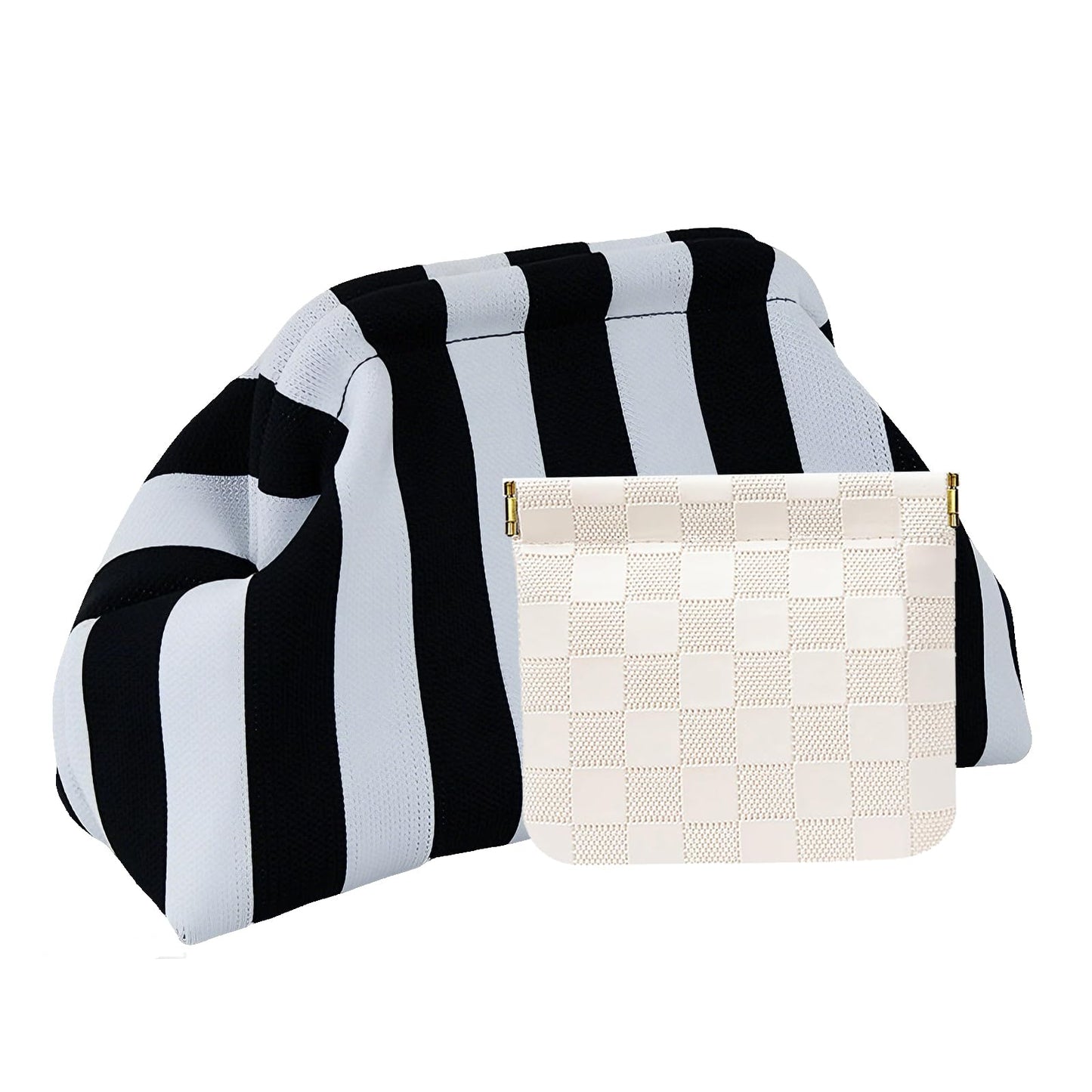 Clutch Purses for Women,Woven Crochet Bag&Cosmetic Bag Dumpling Striped Cloud Purse Evening Handbag Summer Beach