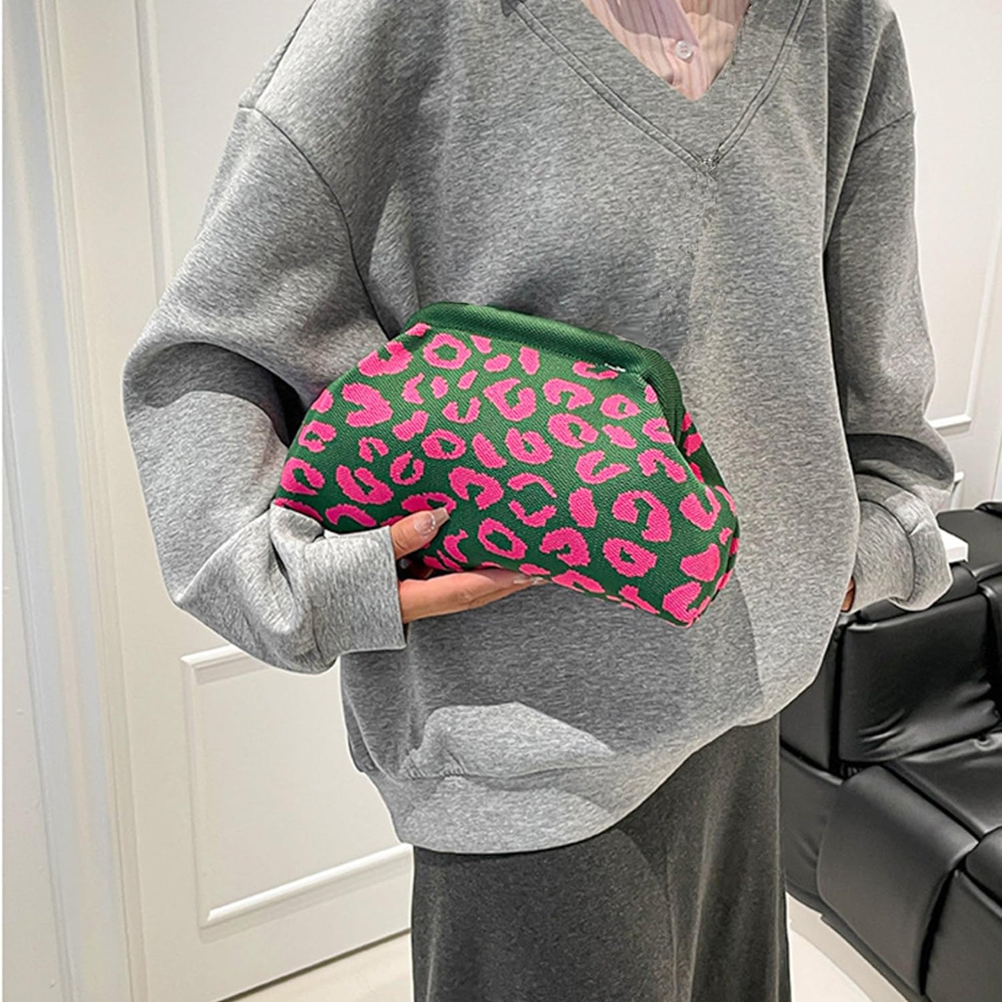 Clutch Purses for Women,Woven Crochet Bag&Cosmetic Bag Dumpling Striped Cloud Purse Evening Handbag Summer Beach