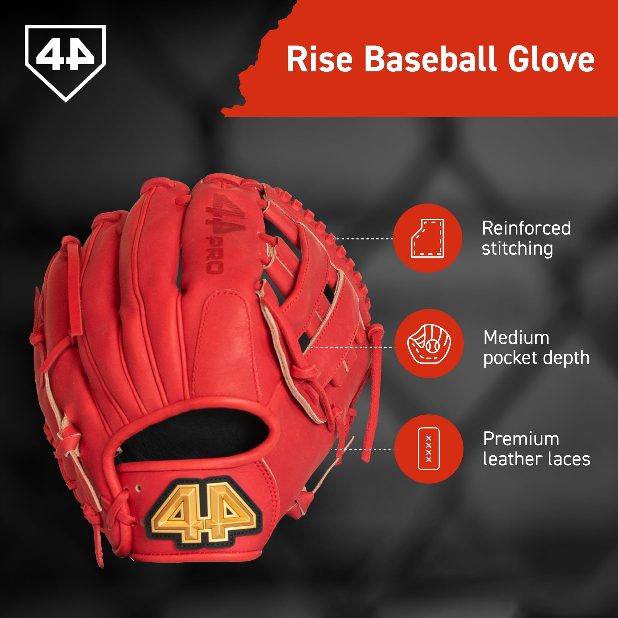 Guante de béisbol 44 PRO BB Stock Rise para jóvenes y Ligas Pequeñas