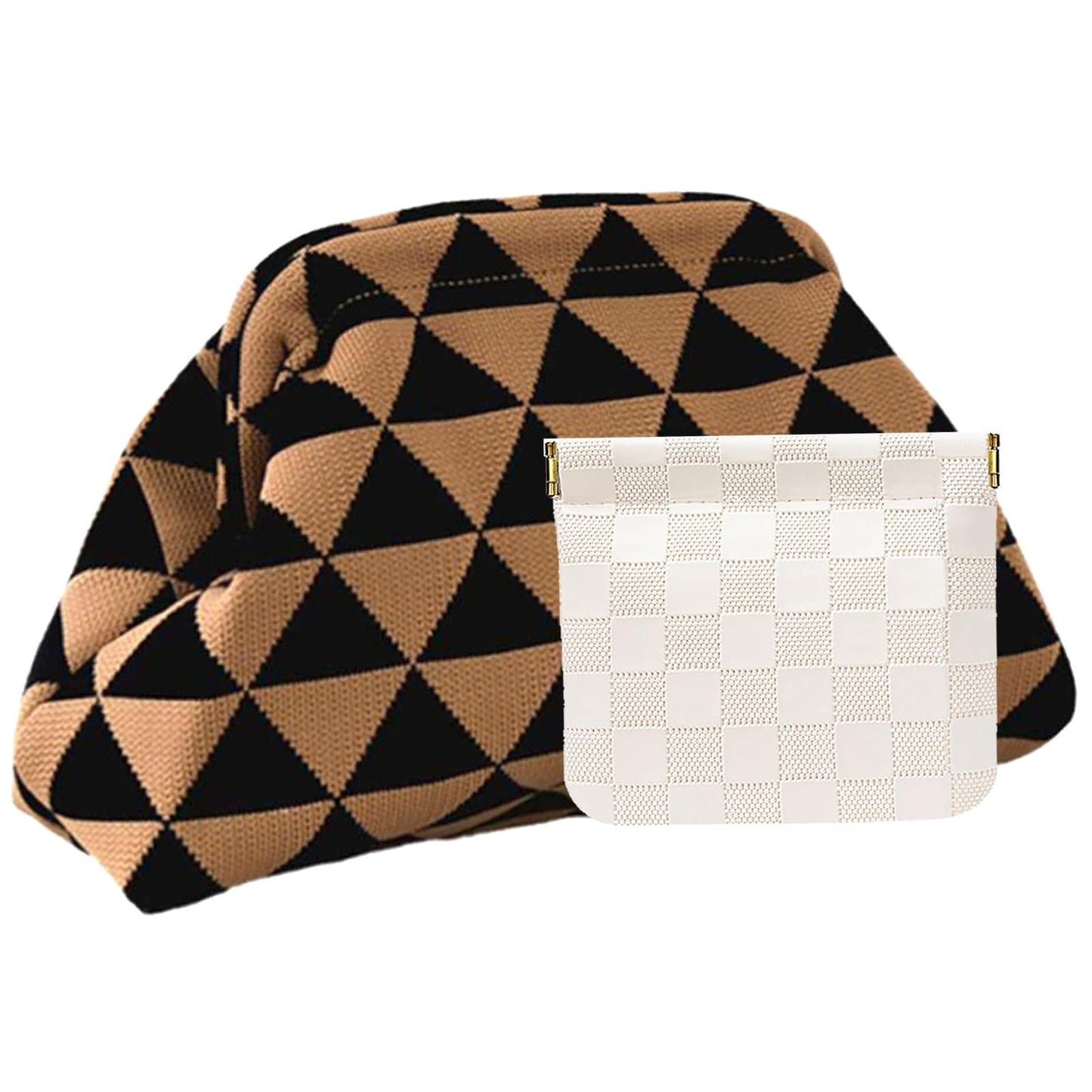 Clutch Purses for Women,Woven Crochet Bag&Cosmetic Bag Dumpling Striped Cloud Purse Evening Handbag Summer Beach