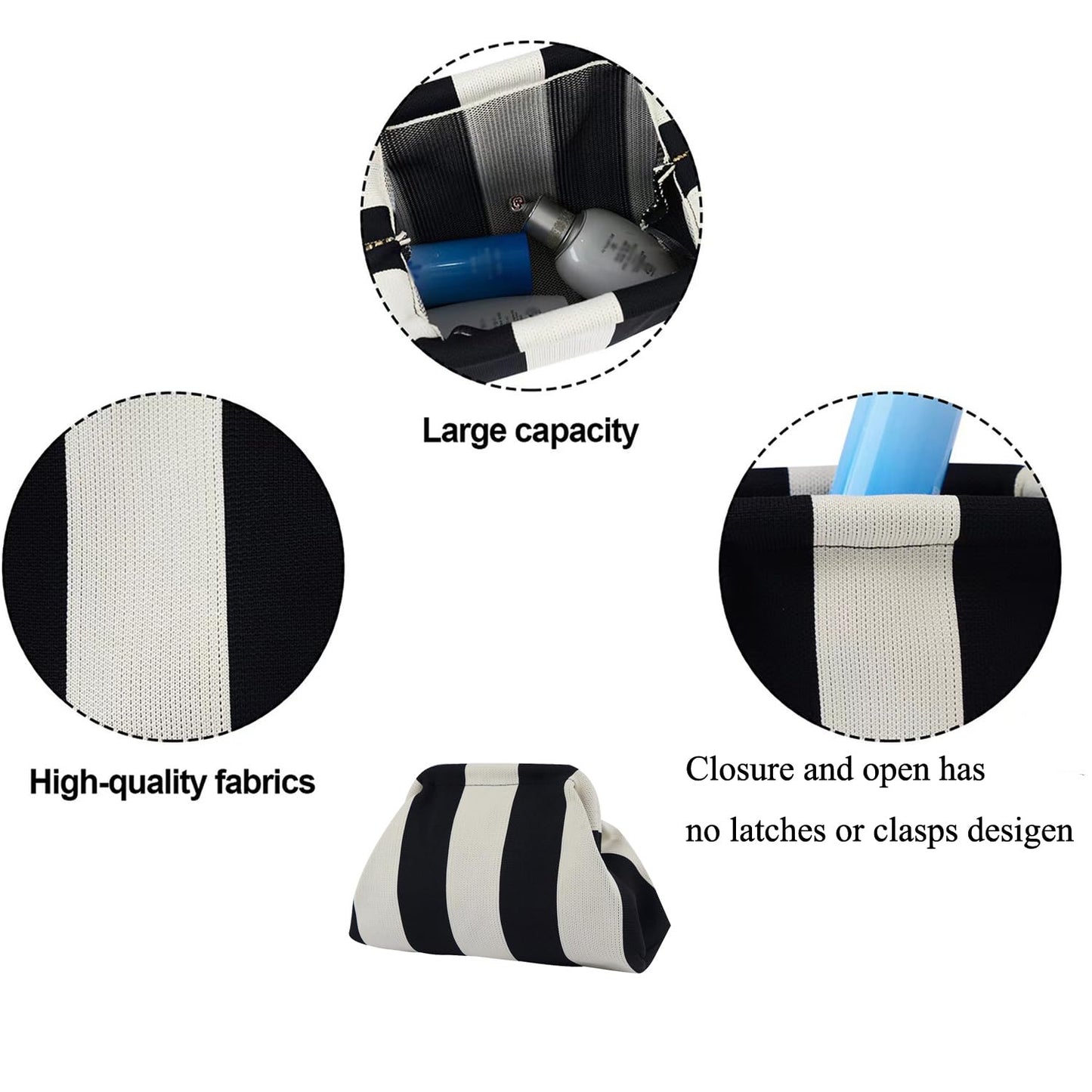 Clutch Purses for Women,Woven Crochet Bag&Cosmetic Bag Dumpling Striped Cloud Purse Evening Handbag Summer Beach