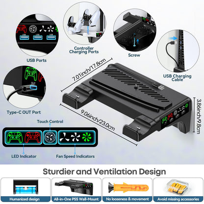 PS5 Soporte de Pared con Ventilador